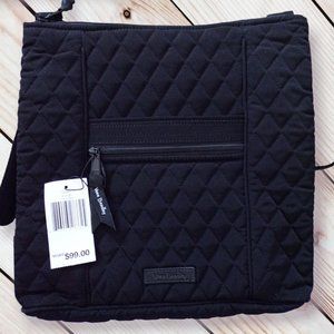 Vera Bradley Hipster Crossbody Bag Classic Black Red Roses Interior